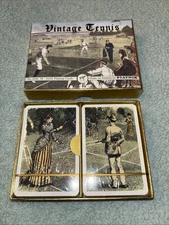 Vintage Tennis Piatnik Austria 2x55 Playing Cards Complete Box Piatnik & Sons #Y
