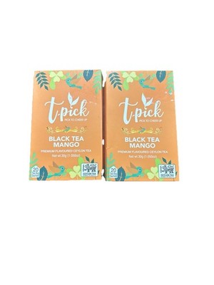 2 PACK t-PICK BLACK TEA MANGO Ceylon Tea 20 Bags Per Box , 40 Tea Bags Total