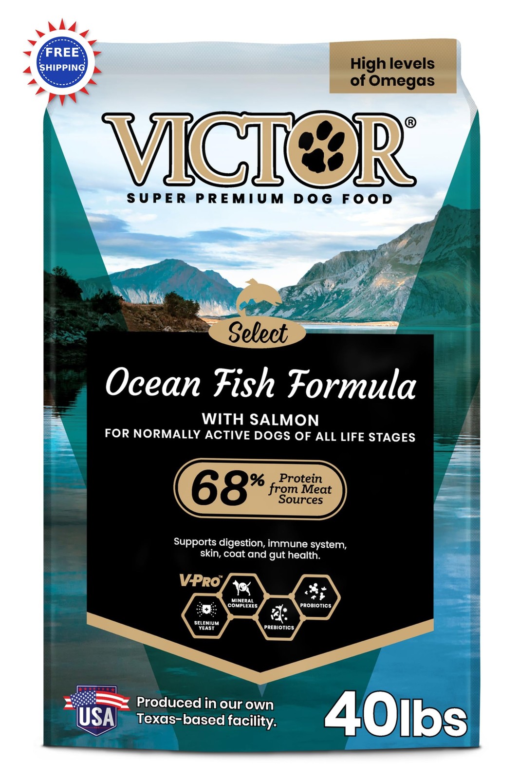Select Ocean Fish Formula With Salmon 40lb Victor Super Prem