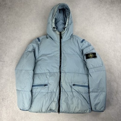 Stone Island Crinkle Reps Down Puffer Jacket Medium Coat Aqua Blue 5027