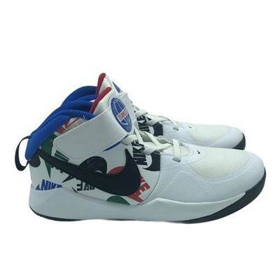 Nike Team Hustle D 10 FlyEase Basketball Shoes White Multi Color Size 3