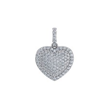10K White Gold Round Diamond Womens Puffy Heart Pendant 3/8 Cttw
