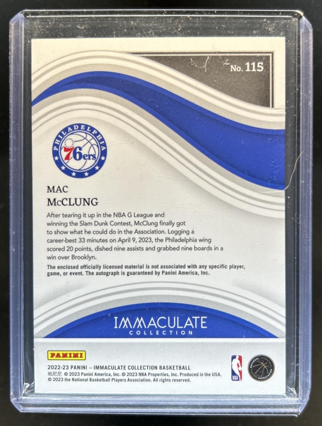 2022-23 Panini Immaculate Mac McClung RC Patch Auto Autograph #/99 76ers view 2