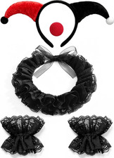 Clown Collar Headband Cuffs Set