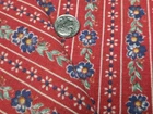 BEST Vintage Feedsack Flour Sack Fabric Floral Stripes on RED 40s Remnant Quilt