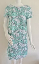 Zimmermann Mini Dress Brocade Turquoise Cotton Floral Baroque Toile Size AU 1 S