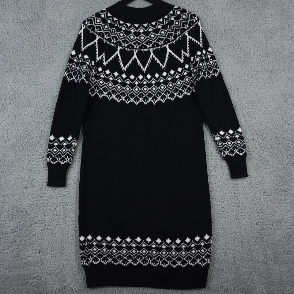 Ann Taylor LOFT свитер платье женщин S черный белый Fair Isle мягкий вязаный эластичной - Изображение 2 из 4