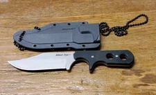 Mini Tac Cold Steel Hunting Knife Plain Blade 8Cr14MoV with Sheath