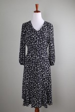TALBOTS Outlet $109 Crepe Floral Tie Waist Belted Lined Swing Dress Size 6