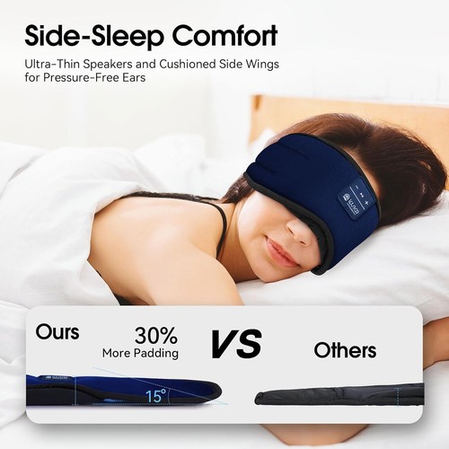 Ice Silk Sleep Mask for Side Sleeper Sleep Headphones Bluetooth 5.4 Sleeping - Picture 9 of 9