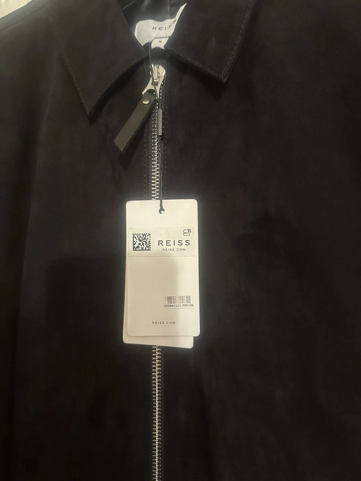 Men’s Reiss Mercury Suede Navy Zip Through Jacket Small. New With Tags On - Image 4 of 4