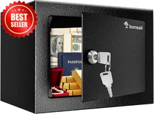 Steel Safe Box with Key Lock Small Security Hidden Cash Jewelry 0.23 Cu Ft