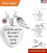 God has You in his arms with Angel Wing Charm Cremation Ashes Jewelry Keepsak...