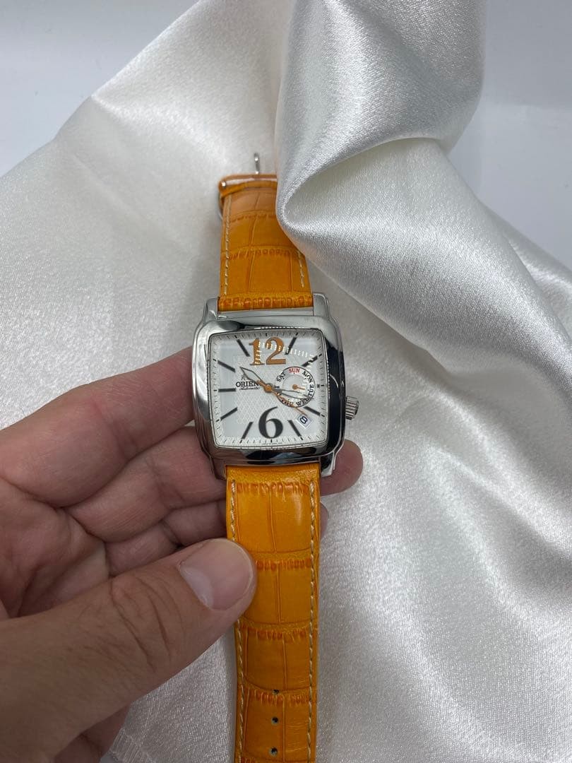 ORIENT Daydate Automatic Square Watch Orange ESAA… - image 2