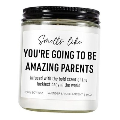Cute Candle, New Parents Gifts for Couples, New Mom & Dad - Funny White