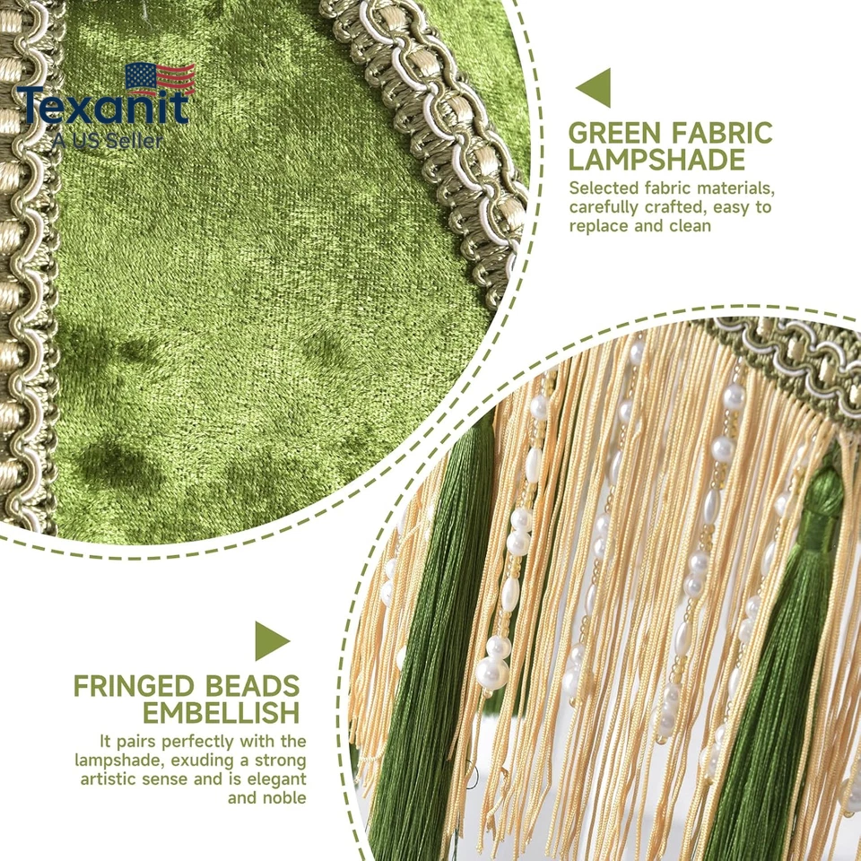 Pantalla con Borlas, Pantalla Victoriana, Repuesto Superior Terciopelo Dorado 25Cm Foto 4 de 4