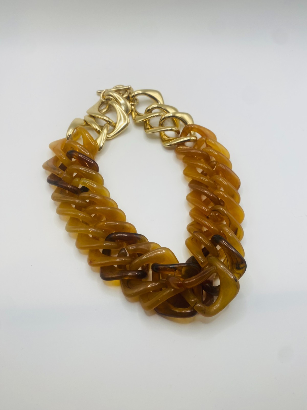 Talbots Gold Link & Tortoise-Pattern Necklace Chu… - image 2