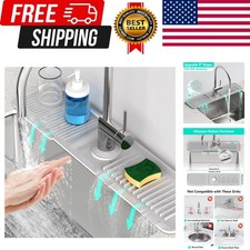 24 Inch Longer Faucet Mat for Kitchen Sink 5 Slope Fast Self-draining Bathro...