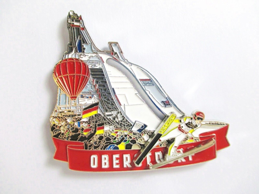 Oberstdorf magnet metal souvenir with slider ski jumping arena ski jumping