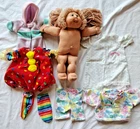 Vintage Cabbage Patch Doll & Clothing Lot 3 Outfits Bonus Baby Outfit Clown CPK