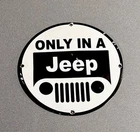 VINTAGE 12” JEEP PORCELAIN SIGN CAR GAS OIL TRUCK GASOLINE MOTORCYCLE