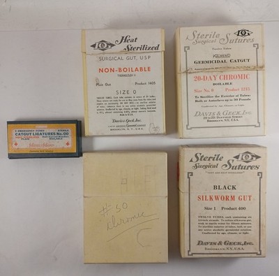 Vintage Johnson & Johnson Davis Geck Silkworm Gut Catgut Sutures 39 Sealed Vials