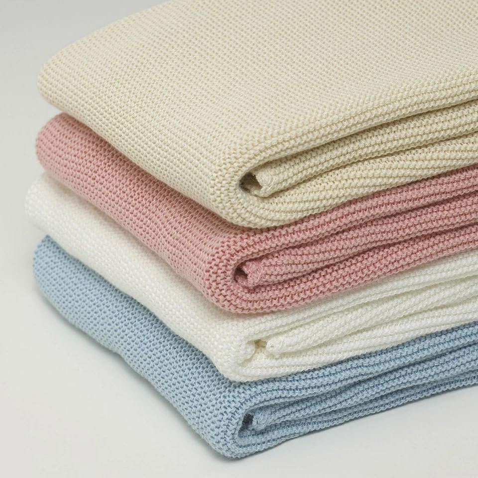 The Little Green Sheep Organic Knitted Weave Baby Blanket (Blue) Super Soft - Image 2 of 3