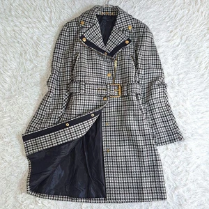 Rare manteau style cavalier ceinturé pied de poule Gucci bouton doré 38 mode femme