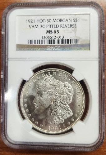 NGC 1921 Morgan Silver Dollar VAM-3C Pitted Reverse HOT 50 MS65