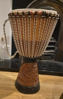 Large 60cm Hand Carved Wooden Djembe Drum