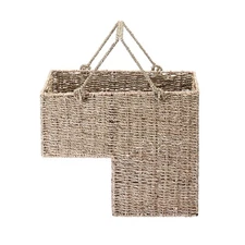 14-Inch Wicker Stair Case Basket with Handles | Handmade Woven Seagrass in