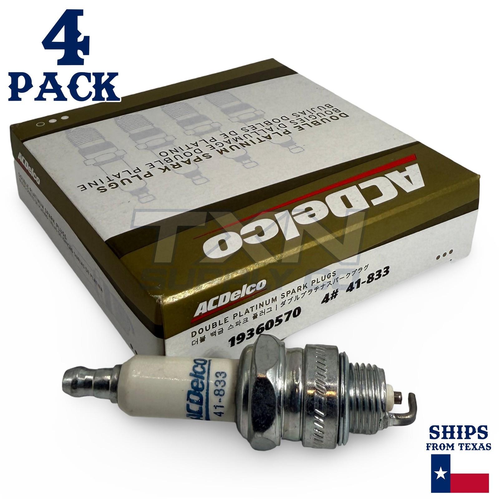 4 Pack Genuine GM ACDelco 41-833 Double Platinum Spark Plugs 19313643