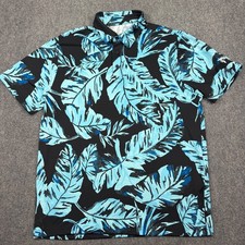 Under Armour The Playoff Polo Shirt Mens L Blue Retro Floral Hawaiian Golf Neon