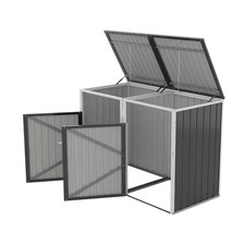 Grey 65 In. W X 32 In. D X 48 In. H Metal Outdoor Trash Can Storage 54 Cu. Ft. G