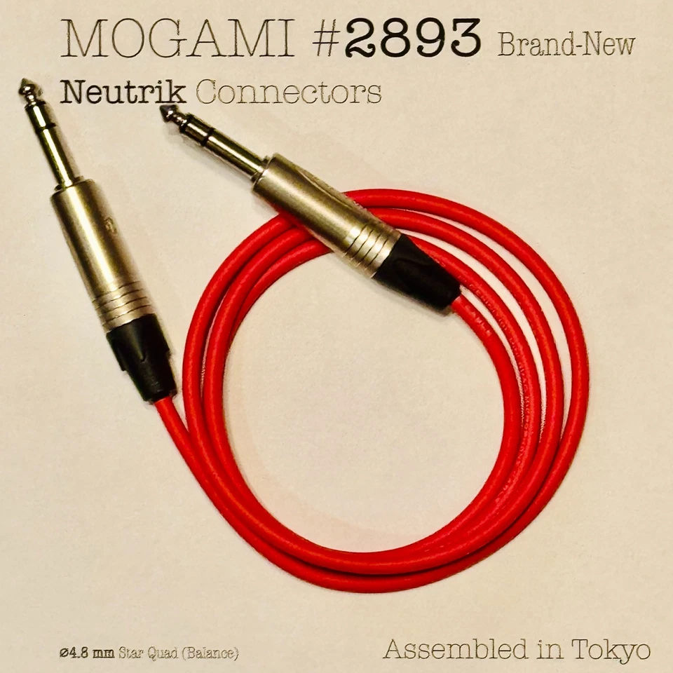 1–200 ft Mogami 2893 Flexible Quad Rojo | Elige Neutrik XLR/TRS | Listo para granel Foto 3 de 4