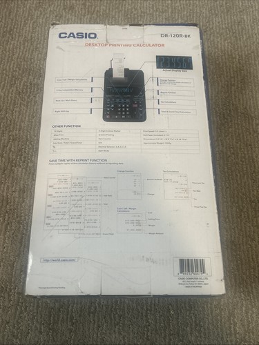 Casio DR-120R-BK Printing Heavy Duty Calculator Black Desktop New Open Box - Picture 7 of 11