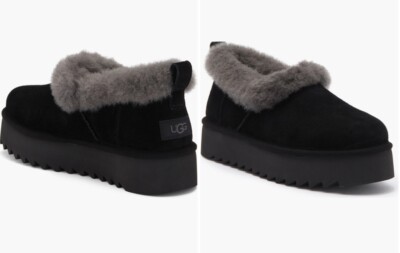 UGG - SIZE: 8 - Black Genuine Shearling Nita Platform Slipper