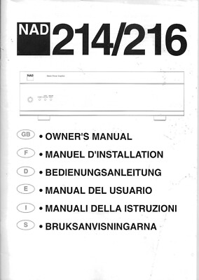 Bedienungsanleitung-Operating Instructions für NAD 214,216 