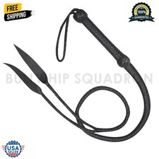 Bull Whip Long 04 Feet 12 Plait Real Leather Weaving Bull Whip Black