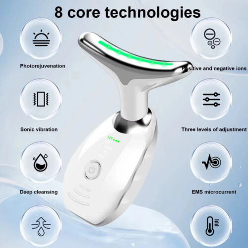 Dispositivo di Bellezza Viso Collo 7 in 1 Massaggio Vibrante per Viso e Collo Cura Personale - Foto 2 di 6