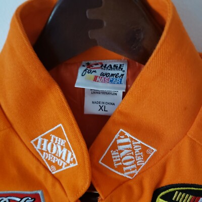 Vtg Womens Chase Authentic Orange Race Nascar Jacket #20 Tony
