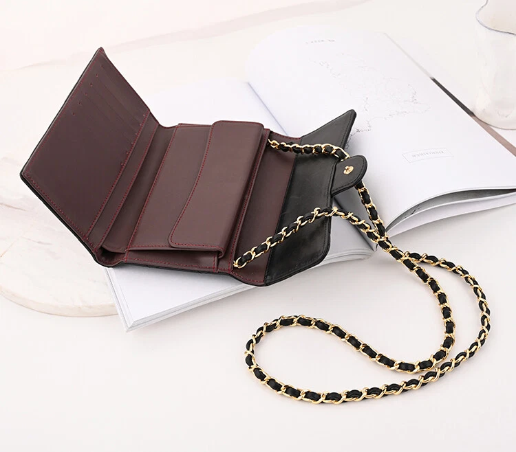 YESIKIMI Conversion Kit Real Cowhide Leather Chain+Insert Compatible with Chanel Flap Long Wallet Gift for Her