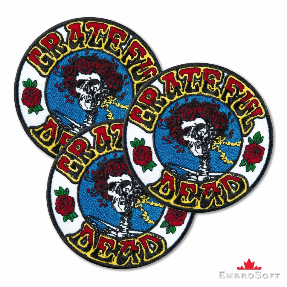 Grateful Dead Skull and Roses Logo Music Rock Band Embroidered Patch 4. ...