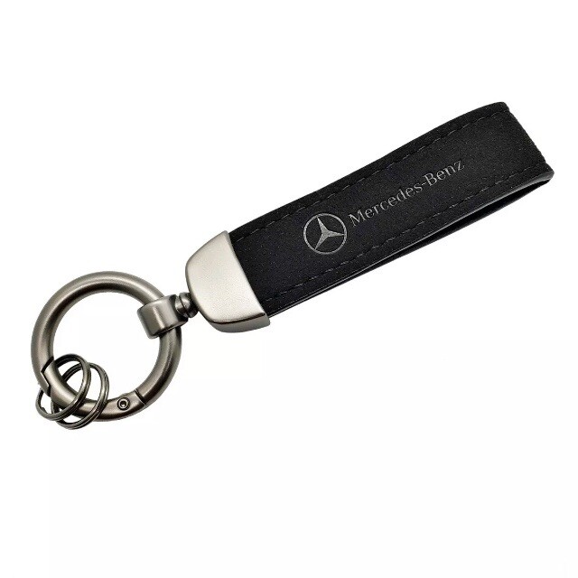 HOT Car Keychain Key Ring For Mercedes Benz Logo Black Leather Key