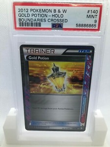 PSA 9 MINT BW Boundaries Crossed Holo Gold Potion #140 Pokemon Card