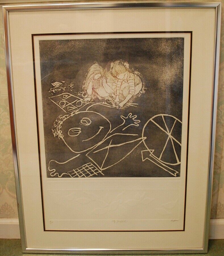 Lynne HEFFNER Ferrante Pencil Signed Etching : Kids Best Friend #39/250