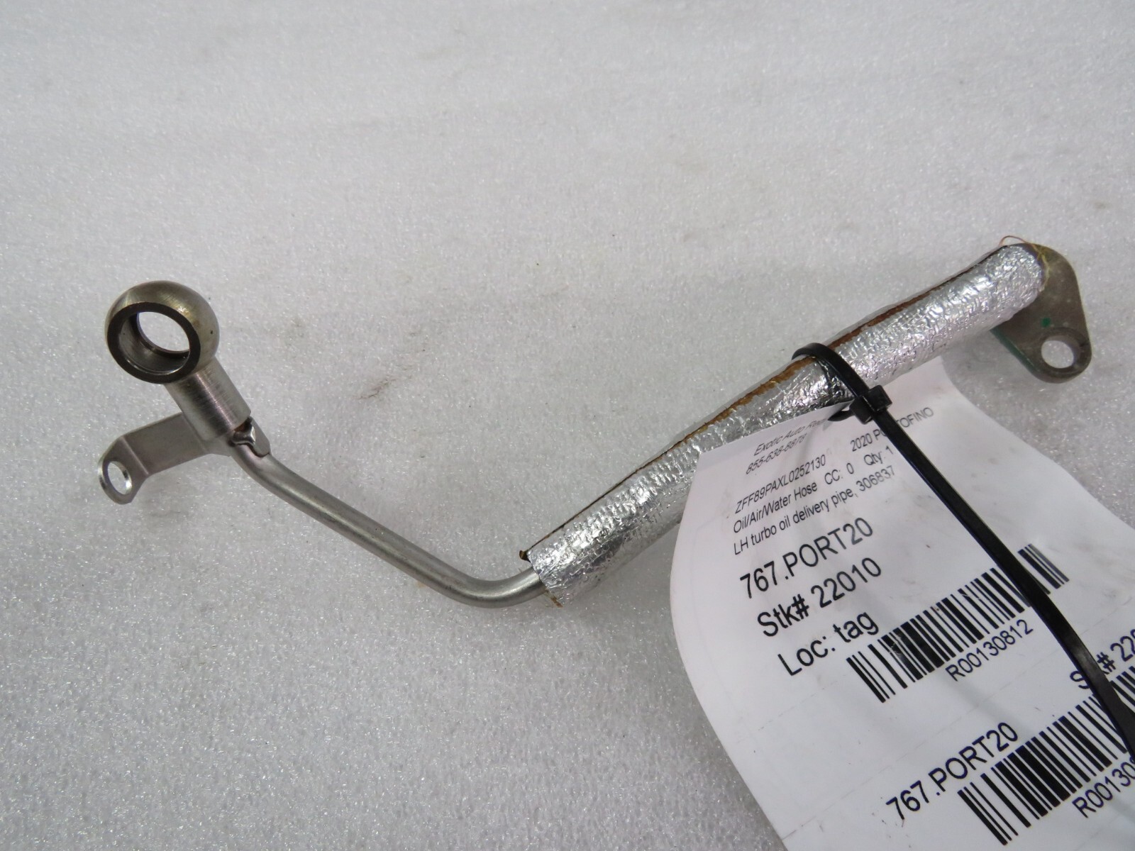 Ferrari Portofino, California T, LH, Turbo Oil Delivery Pipe, Used, P/N 306837