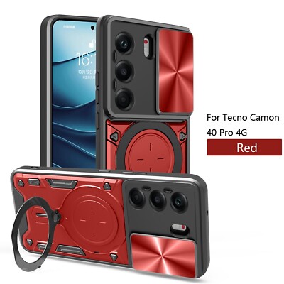 For TECNO Camon 40 Pro 4G, Hybrid Armor Slide Lens Camera Magnetic Cover Case