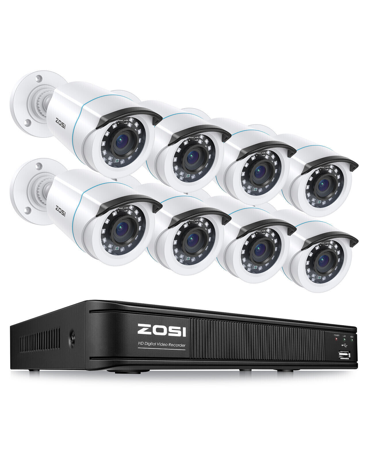 ZOSI 8CH DVR Outdoor CCTV Camera Surveillance Security Night