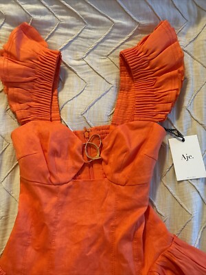 NWT Aje Simone Frill Sleeve Mini Dress Orange Size 4 (AUS) | eBay NWT Aje Simone Frill Sleeve Mini Dress Orange Size 4 (AUS) | eBay